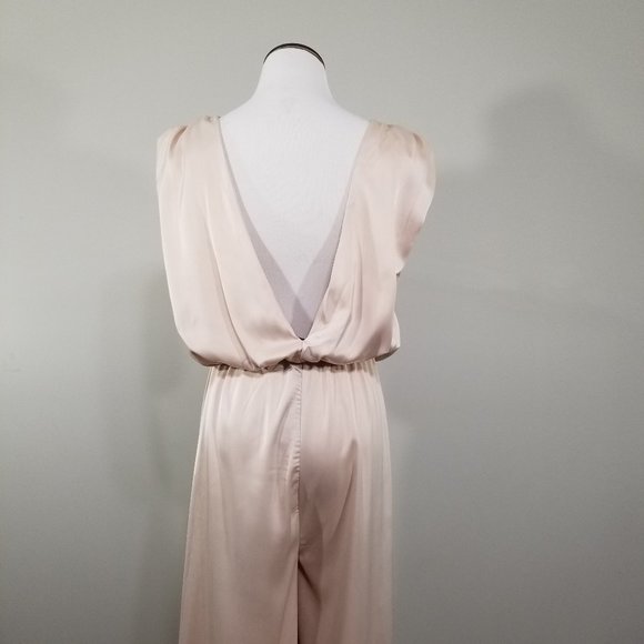 New Nasty Gal Champagne Wide Leg Satin Jumpsuit 4 Womens Elegant Sophisticated - Picture 9 of 12
